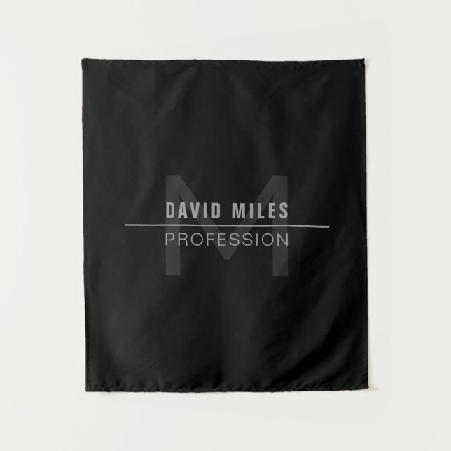 Modern Dark Grey Professional Name  Tapestry (Front)