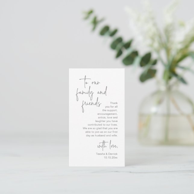 Modern Dark Grey Script, Wedding Thank you Enclosure Card