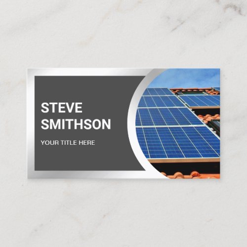 Modern Dark Grey Steel Rooftop Solar Panels Business Card