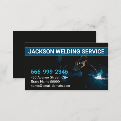 Modern Dark Grey Steel Welding Fabricator Welder  Business Card