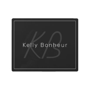 Modern Dark Greys & Black Cool Name & Monogram Metal Print
