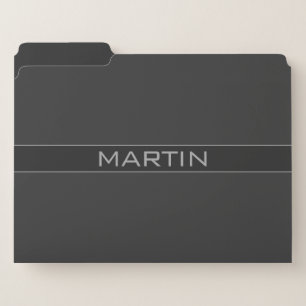 Modern Dark Greys Your Name File Folder