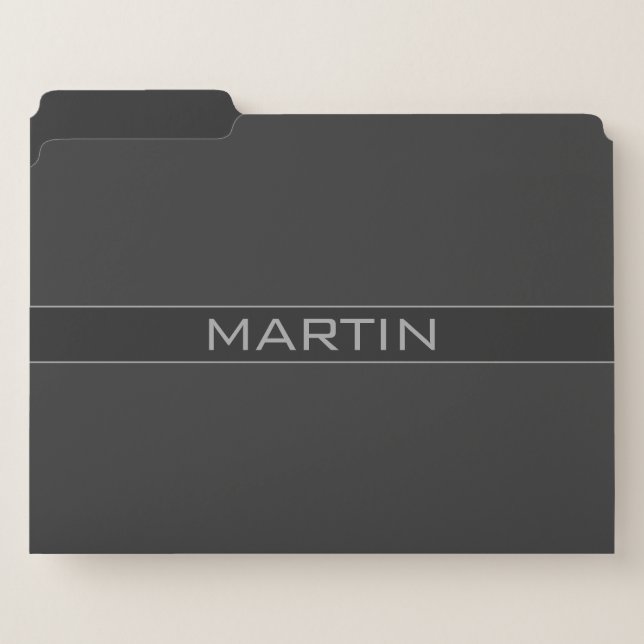 Modern Dark Greys | Your Name File Folder (Front Left)