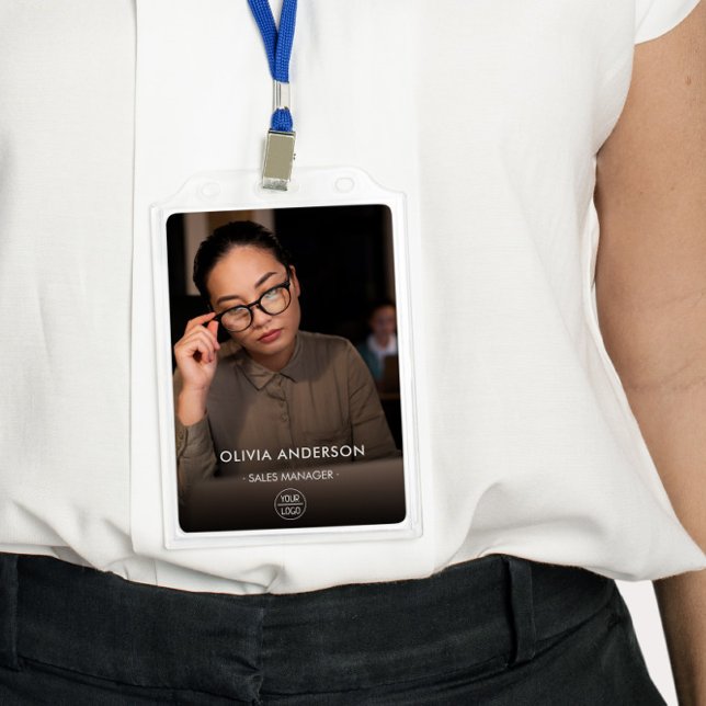 Modern Dark Large Photo Employee ID Badge (Creator Uploaded)