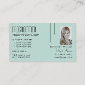 Modern Dark Light Teal with Photo Professional Business Card (Back)