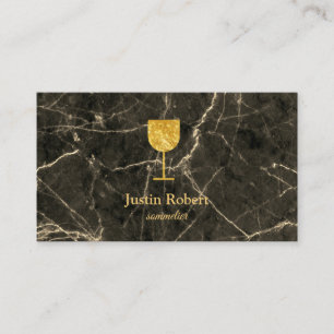 Modern Dark Marble Wine Bartender Sommelier Business Card