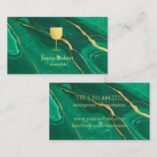 Modern Dark Marble Wine Bartender Sommelier Business Card