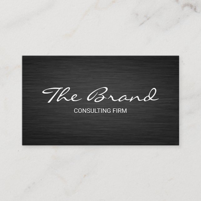 Modern Dark Metallic | Cursive Text Business Card (Front)