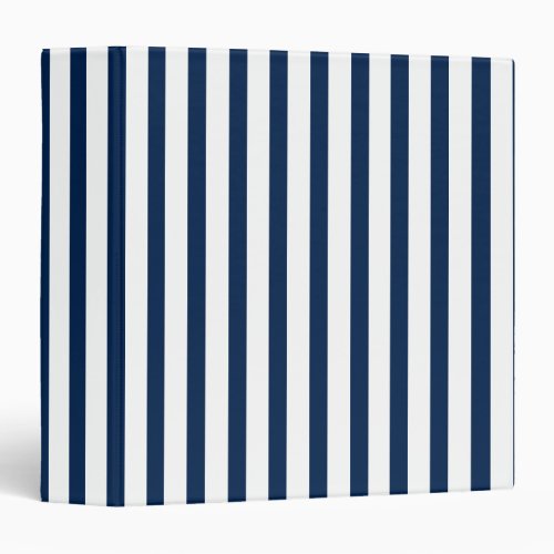 Modern dark navy blue and white vertical stripes  3 ring binder