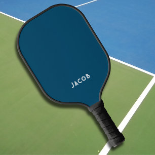 Modern Dark Navy Blue Monogram Name Pickleball Paddle