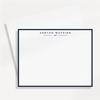 Modern Dark Navy Border Note Card