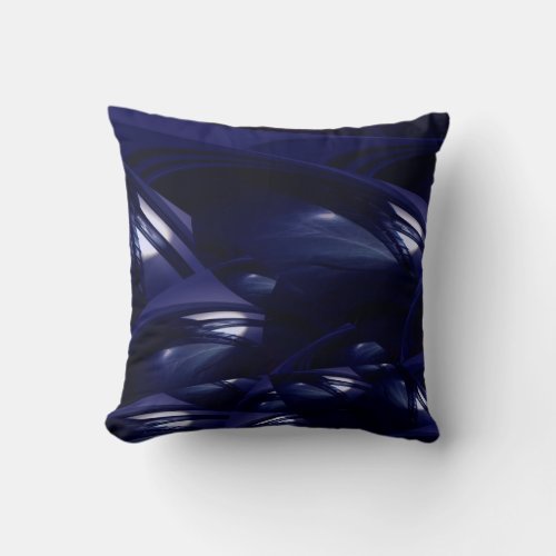 Modern Dark Night Blue Futuristic Abstract Throw Pillow