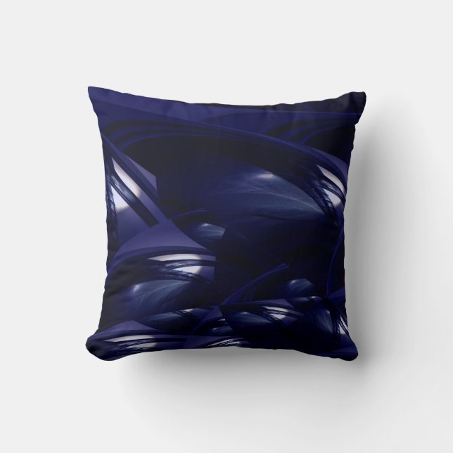 Modern Dark Night Blue Futuristic Abstract Throw Pillow (Front)