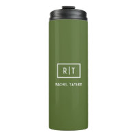 Modern Dark Olive Green Monogram