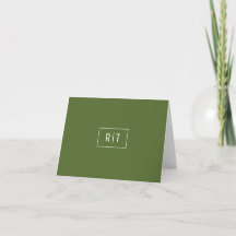 Modern Dark Olive Green White Monogram Simple
