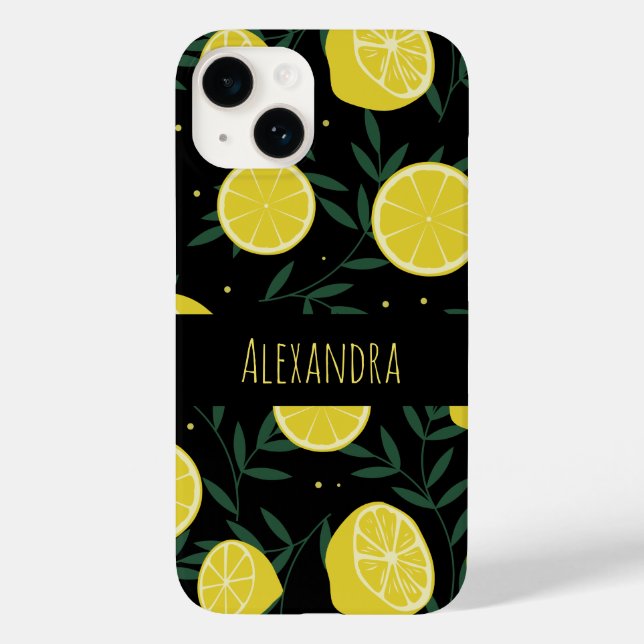 Modern Dark Personalized Fruit Summer Pattern Case-Mate iPhone Case (Back)