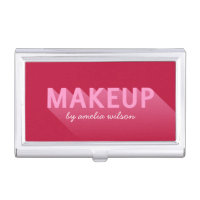 Modern Dark Pink Makeup Artist Typography Business Card Case