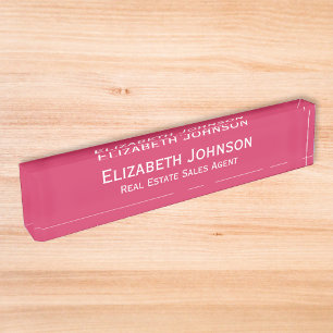 Modern Dark Pink Professional Business Executive Desk Name Plate