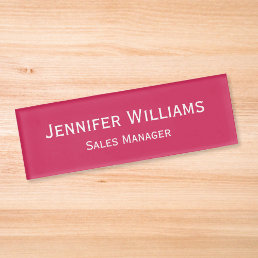 Modern Dark Pink Professional Executive Magnetic Name Tag