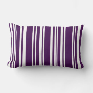 Modern Dark Purple and White Stripes Throw Pillow