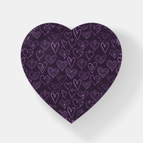 Modern Dark Purple Hearts Pattern Paperweight