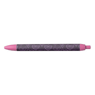 Modern Dark Purple Hearts Pattern Pen