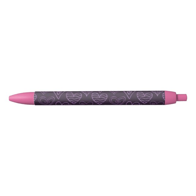 Modern Dark Purple Hearts Pattern Pen (Front)