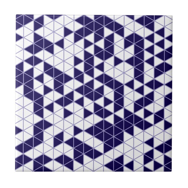 Modern Dark Purple Lavender Geometric Triangles Ceramic Tile (Front)