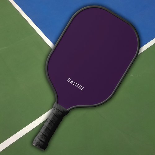 Modern Dark Purple Monogram Name Pickleball Paddle