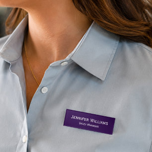 Modern Dark Purple Professional Executive Magnetic Name Tag