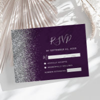 Modern Dark Purple Silver Faux Glitter Edge