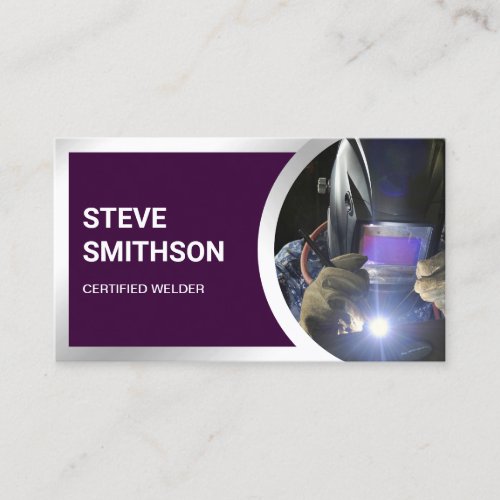 Modern Dark Purple Steel Welding Fabricator Welder Business Card