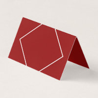 Modern Dark Red and White Borders Geometric Place Card