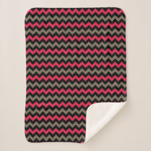 Modern Dark Red Brown Black Chevron Pattern Sherpa Blanket