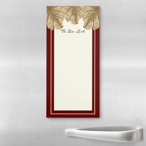 Modern Dark Red Faux Gold To Do List Refrigerator Magnetic Notepad