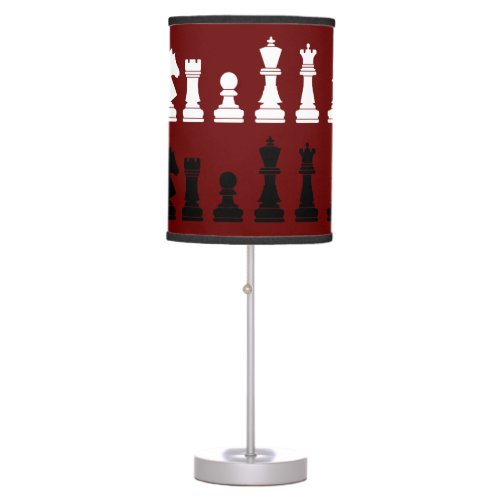 Modern Dark Red Geometric Chess Piece Game Black  Table Lamp