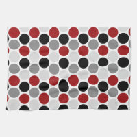 Modern Dark Red Gray Black Circles Kitchen Towels