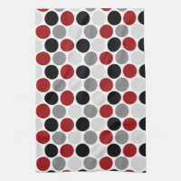 Modern Dark Red Gray Black Circles Kitchen Towels