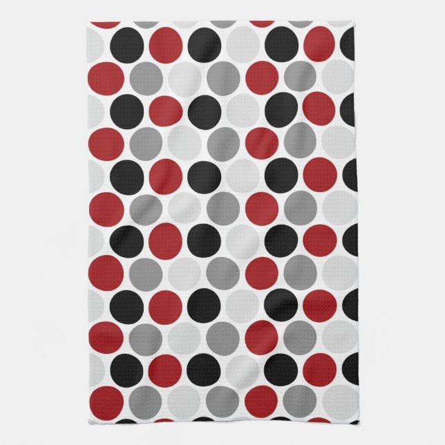 Modern Dark Red Gray Black Circles Kitchen Towels (Vertical)