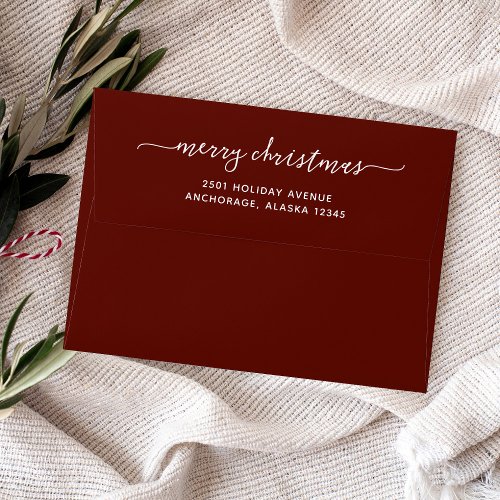 Modern Dark Red  Merry Christmas Envelope