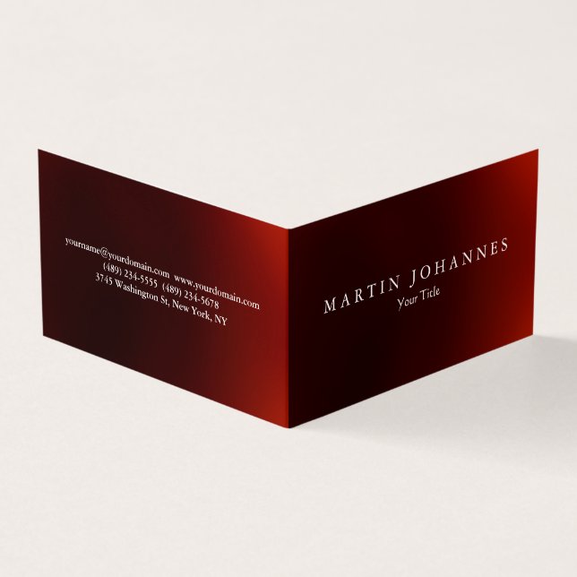 Modern dark red professional minimalist business card (Outside)