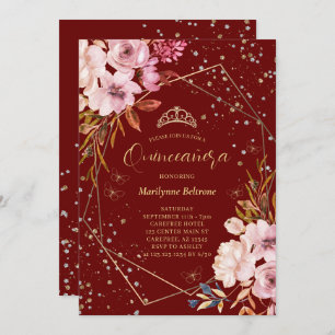 Modern Dark Red Quinceañera Invitation
