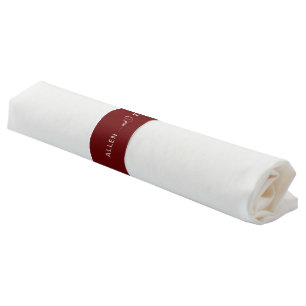 Modern Dark Red Stylish Personalized Wedding Napkin Bands