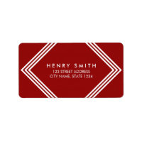 Modern Dark Red & White Borders Geometric Address Label