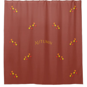 Modern Dark Red with Gold Autumn Leaves Fall Shower Curtain