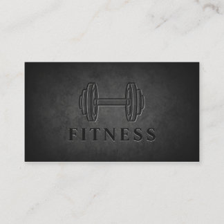 Modern Dark Rock Dumbbell Personal Trainer Fitness Business Card