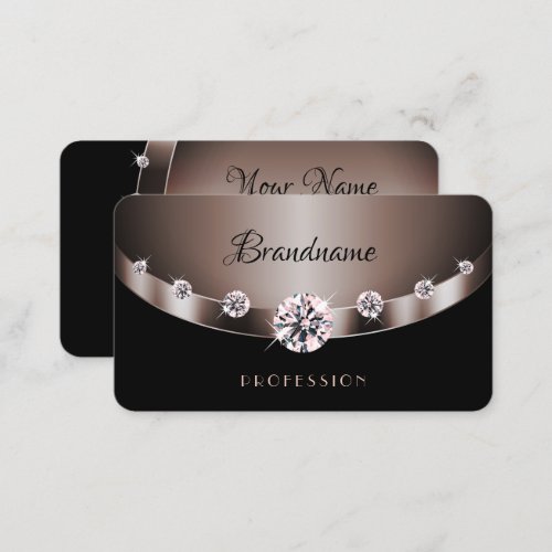 Modern Dark Rose Golden Luminous Faux Rhinestones Business Card