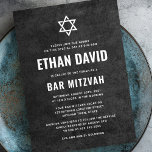 Modern dark rough texture bar mitzvah invitation<br><div class="desc">Modern bar mitzvah invitations with white Star of David and dark,  rough texture background For more products,  custom requests,  sales,  news and more,  please follow us on Facebook: @chaistationery</div>