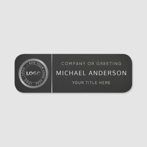 Modern Dark  Silver Logo Professional Employee Name Tag