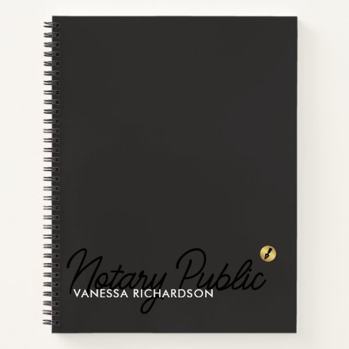 Modern Dark Sleek Notary Black Gray Gold Simple  Notebook